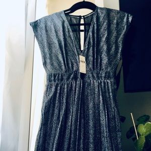 Midi Pleated Metallic Wrap Dress NWT! Size 0 ✨